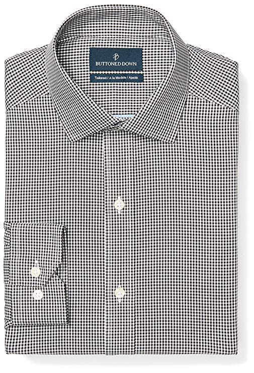 Amazon Brand - BUTTONED DOWN Men's Tailored Fit Gingham Dress Shirt, Supima Cotton Non-Iron