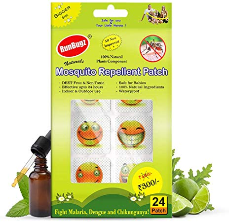 RunBugz Mosquito Repellent Patches for Babies, New Smiley Patch, 24 Patches