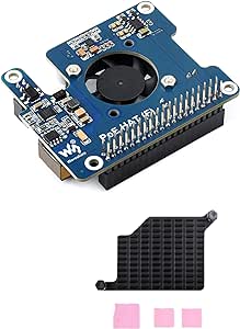 Power Over Ethernet HAT PoE HAT for Raspberry Pi 5 with Metal Heatsink, Onboard Cooling Fan, Supports 802.3af/at Network, 12V and 5V Power Outputs Easy for More Peripherals