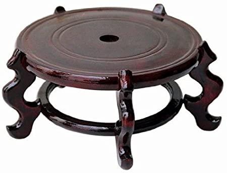 ASIAN HOME Beautiful Hand Craft Rosewood Oriental Fishbowl Vase Stand Round 12"