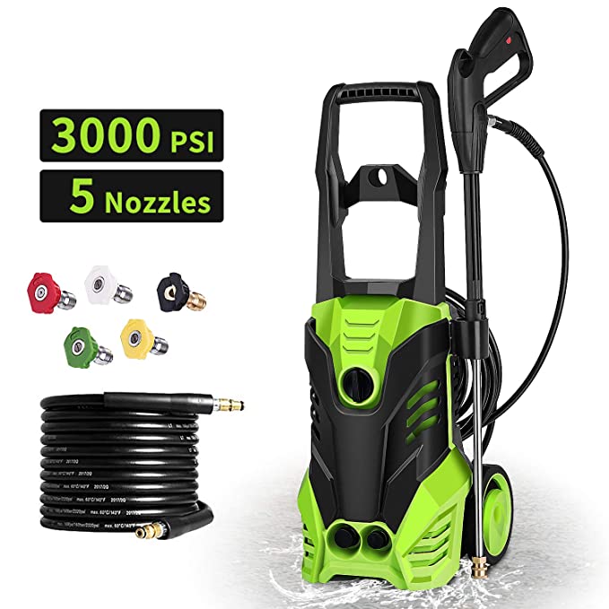 Homdox 3000 PSI Pressure Washer Electric 1800W High Pressure Power Washer Machine with Power Hose Gun Turbo Wand 5 Interchangeable Nozzles