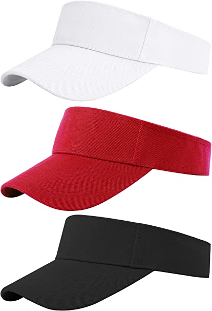 Cooraby 3 Pack Athletic Sun Visors Hats One Size Adjustable Sun Cap for Women and Men