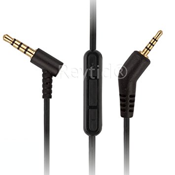 REPLACEMENT AUDIO CABLE for BOSE® QuietComfort 3 (QC3) HEADPHONES w/ IN-LINE REMOTE & MICROPHONE for iPhone & Android