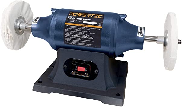 POWERTEC BF600 Heavy Duty Bench Buffer, 6-Inch