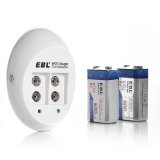 EBL 840 9V Li-ion Ni-MH Battery Charger with 600mAh Lithium-ion Rechargeable 9 Volt Batteries 2 Pack