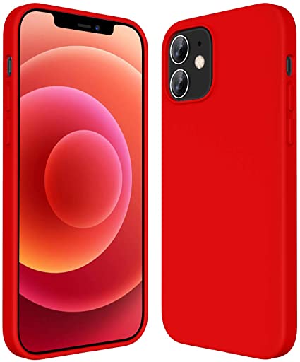 Soke Case Compatiable with iPhone 12 and iPhone 12 Pro 2020 (6.1 Inch) - [Silky-Soft Touch Silicone Case   Full-Body Covered Drop Protection   Enhanced Camera & Screen Protection],Red