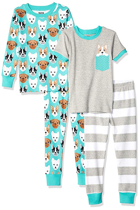 Amazon Brand - Spotted Zebra 4-Piece Snug-Fit Cotton Pajama Set