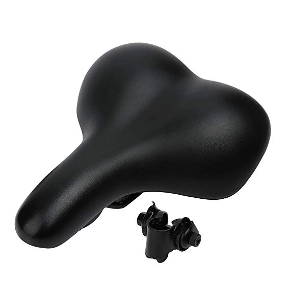 Bigsized Comfort Bike Seat - Most Comfortable Replacement Bicycle Saddle - Universal Fit for Exercise Bike and Outdoor Bikes - Suspension Wide Soft Padded Bike Saddle