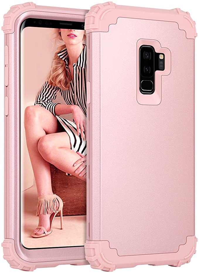 BENTOBEN Galaxy S9 Plus Case, Samsung Galaxy S9  Case, 3 in 1 Heavy Duty Rugged Hybrid Hard PC Soft Silicone Bumper Shockproof Non-Slip Protective Cases for Samsung Galaxy S9 Plus (2018), Rose Gold