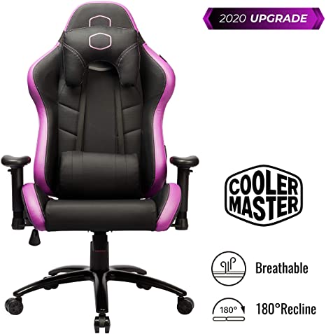 Cooler Master Caliber R2 PC Gaming Racing Chair. Ergonomic High Back Office Chair, Seat Height and Armrest Adjustment, Recliner, High-Density Padding Headrest, and Lumbar Support - Purple