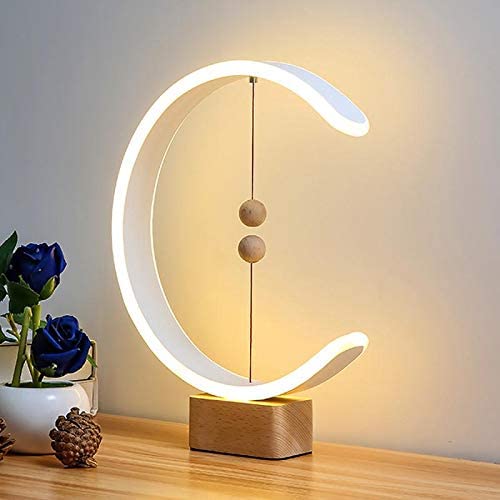 【2020 Update】Desk Magnet Lamp, DHTS Heng Balance lamp Switch on in mid-air, Personality Table Lamps Nightstand Mini Desk Light for Bedroom, Living Room, Baby Room