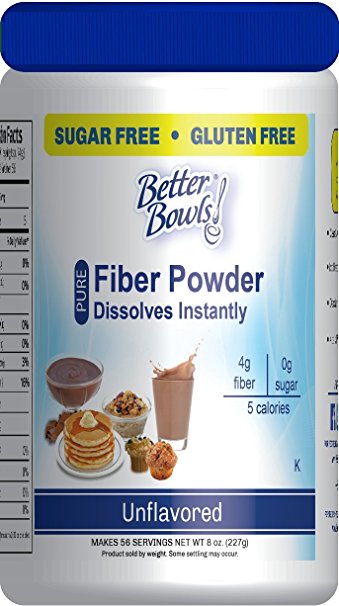 Better Bowls Unflavored Fiber Powder, Sugar Free, Gluten Free, Instant, 56 servings, 8 oz