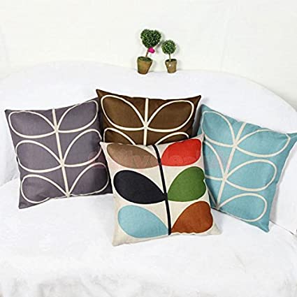 Generic Coffee : 44cm Six-Leaf Grass Cotton Linen Pillow Case Cushion Cover Decoration 11 Colors