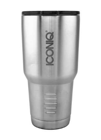 ICONIQ Stainless Steel Vacuum Insulated Tumbler with Retractable Lid 30 Ounce Stainless Steel