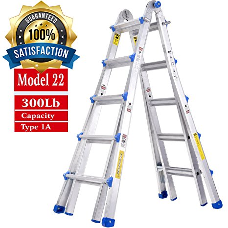 TOPRUNG 22 ft. Aluminum Extension Multi-Purpose Ladder with 300 lb. Load Capacity Type 1A Duty Rating