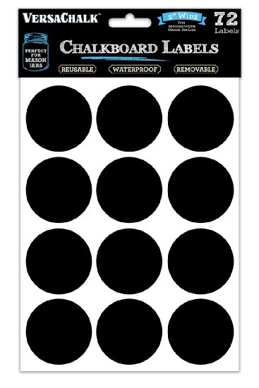 72 Round Chalkboard Mason Jar Lid Canning Labels for Food Storage Pantry Spice Jars and Freezer Waterproof Black Vinyl Chalkboard Stickers are Ideal for Chalk Markers 20 Inches Wide