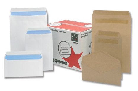 5 Star Envelopes Wallet Press Seal Window 90gsm White DL [Pack of 500]