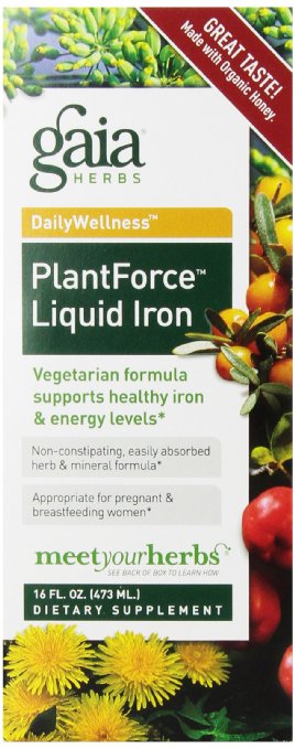 Gaia Herbs Plant Force Liquid Iron, 16 Ounce