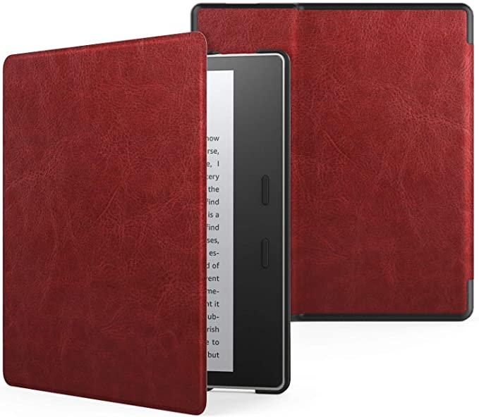 MoKo Case Fits All-New Kindle Oasis (9th and 10th Generation ONLY, 2017 and 2019 Release), Premium Ultra Lightweight Shell Cover with Auto Wake/Sleep - Wine Red