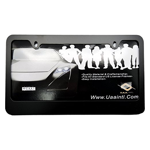 U.A.A. Inc. Plain Universal Metal License Plate Frame (Black)