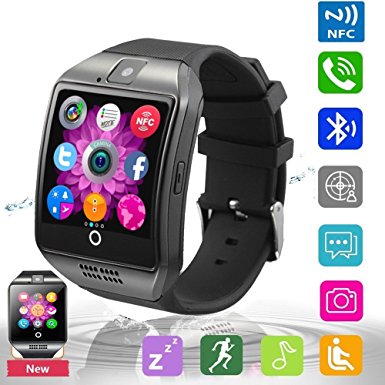 Pandaoo Smart Watch Mobile Phone Q18 Unlocked Universal GSM Bluetooth 4.0 NFC 500mAh battery Music Player Camera Calendar Stopwatch Sync with Android Smartphones (black)