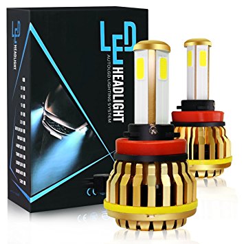 Treedeng H11(H8 H9) LED Headlight Bulbs,4 Side LED bulbs, Extremely Bright COB LED Chip, 60W 7200LM 6000K, Turbo Heat Dissipation, 2 Year Warranty