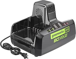 Greenworks PRO 80V 8A Dual Port Rapid Charger | Genuine Battery Charger | Compatible Tools with 75 80V Tools