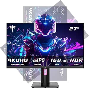 KTC 4K Monitor 27 Zoll UHD(3840×2160) 144Hz Gaming Monitor- Fast IPS Panel 160Hz 1ms GTG, HDR400 132% sRGB HDMI2.1/DP1.4 VESA-Halterung, Höhenverstellbar Neigbar Schwenkbar Drehungbar Ständer, H27P22S