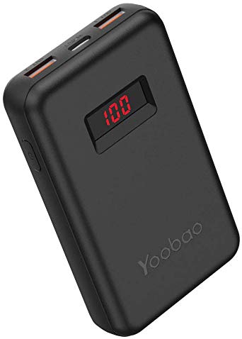 Yoobao 10000mAh Portable Charger USB C Power Bank PD 18W Quick Charge Battery Pack (Tri-Output, LED Display) Compatible with iPhone 11/Pro/X/8, iPad, Pixel 3/3 XL, Samsung Galaxy S10 and More-Black