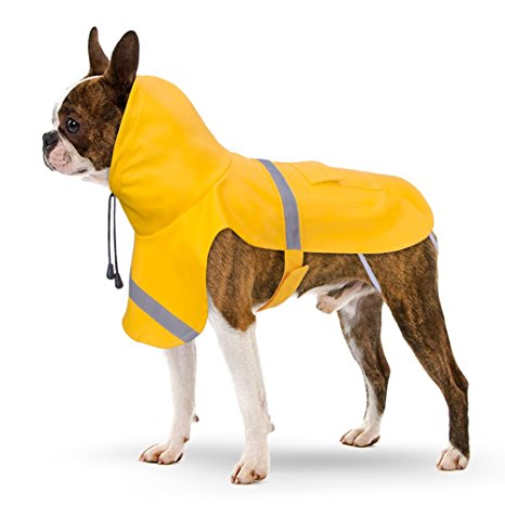 Dog Raincoat, PETBABA Reflective Rain Jacket with Hood for Dogs