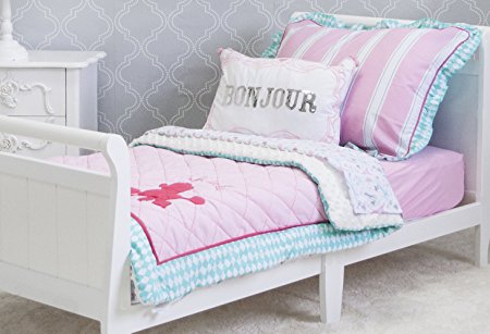 Pam Grace Creations 8 Piece Posh in Paris Toddler Bedding Set, Pink