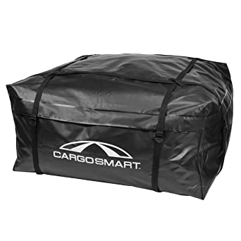 CARGOSMART CargoSmart Soft Sided Car Top Cargo Bag, 38”x38”x18” – Adds up to 15 Cubic Feet of Storage – Easily Mounts to Vehicle’s Bare Roof, Roof Rack or Roof Top Basket – Heavy-Duty Vinyl, Black