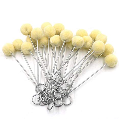 Aiskaer 100 Pcs Wool Daubers Ball Brush Leather Dye Tool with Metal Handle for DIY Crafts Projects