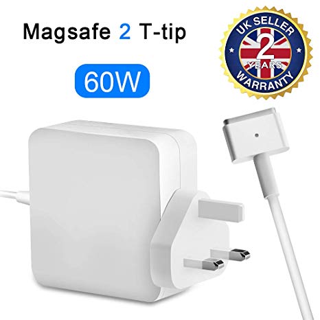 Compatible with MacBook Pro Charger, Rocketek MagSafe 60W 2nd-Gen T shape Connector AC Power Adapter, Mag 2 T-Tip Power Adapter Charger for Mac-Book Pro 13" Retina Display-Fits Late 2012