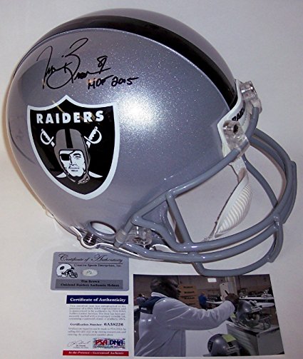Tim Brown Autographed Hand Signed Los Angeles Raiders Full Size Authentic Football Helmet - with Hall of Fame 2015 Inscription - PSA/DNA