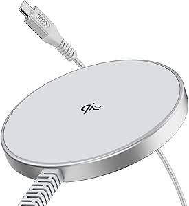 ESR HaloLock Qi2 Wireless Charger (Pad), 15W Qi2 Magsafe Charger iPhone, Wireless Charging Pad for iPhone 15/14/13/12 Series, Airpods Pro, Strong Magnetic Charging Pad with Type-C Cable, White