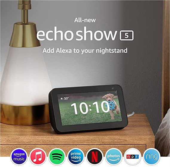 Certified Refurbished Echo Show 5 (2nd Gen, 2021 release) | Smart display with Alexa and 2 MP camera | Charcoal