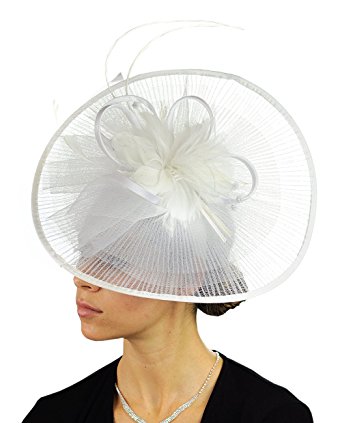 C.C Cocktail Fashion Sinamay Fascinator Hat Feather & Flower Design S102450