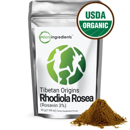 Micro Ingredients USDA Organic Rhodiola Rosea (3% Rosavin) Powder - Enhance Energy & Mood (55 grams / 1.94 oz)