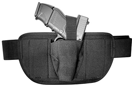 DTOM Compact Comfort Padded Belly Band Holster for Concealed Carry | Fits most common CCW guns such as Glock 19, 42, 43, Ruger LC9, SR9c, Springfield XD, | For Men and Women | Ambidextrous