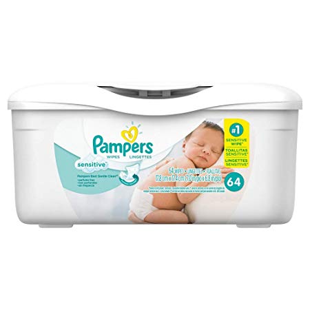 Pampers Wipes Sensitive - 64 ct, Pack of 2