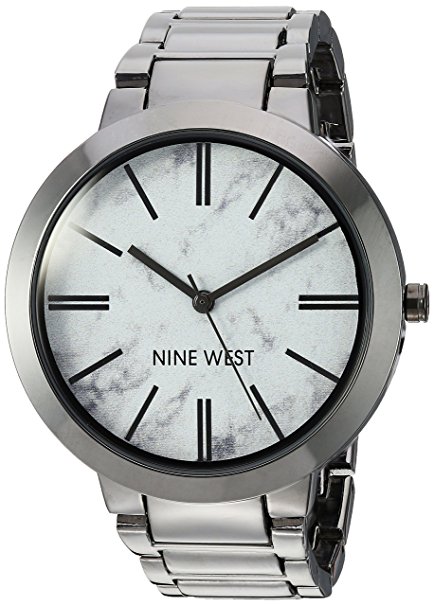 Nine West Women's NW/1985HLTE Marbleized Dial Gunmetal Bracelet Watch