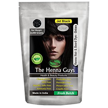 JET BLACK Henna Hair & Beard Color / Dye - 2 Pack (2 Step Process) - The Henna Guys