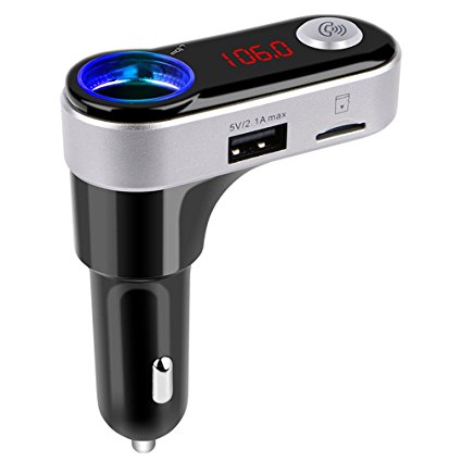 Wireless Bluetooth FM Transmitter, LESHP Universal USB Car Charger Bluetooth MP3 Player Radio Transmitter Car Kit with TF/SD Card Slot, Hands Free Calling for iPhone, iPad, HTC and Other Smartphone