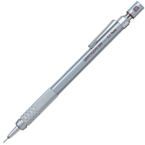 Pentel Graphgear500 Mechanical Pencil (0.3 mm, Silver)