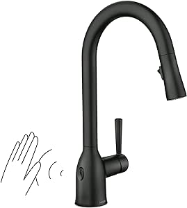 Moen Adler Matte Black Single-Handle High Arc Pulldown Kitchen Faucet, 87233EWBL