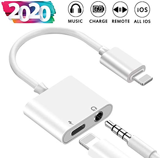 3.5 mm Headphone Jack Adapter for iPhone Xs/Xs Max/XR/ 8/8 Plus / 7/7 Plus for iPhone Aux Adapter.2 in 1 Earphone Splitter Adaptor Charger Cables & Audio Connector Dongle Support All iOS Systems