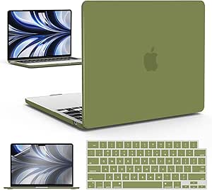 IBENZER Compatible with 2024 2023 2022 MacBook Air 13 inch Case M3 A3113 M2 A2681, Hardshell Case & KeyboardCover & ScreenFilm for Mac Air 13.6 with Touch ID, Macha Green, KK-MOGN 2A