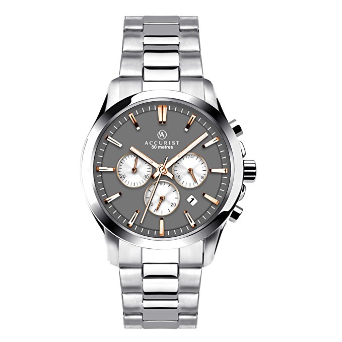 Accurist Men's Quartz Watch with Chronograph Display and Silver Stainless Steel Bracelet