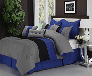 Impressions  8-Piece Luxurious Comforter Queen  Set, Florence, Blue